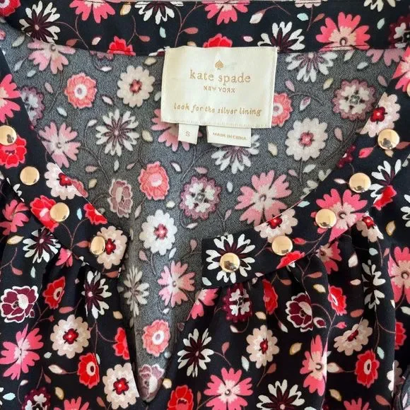 Kate Spade S Black Floral Sleeveless Studded Dress - Picture 3 of 8